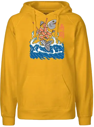 Salmon Sushi in the Wave - sushi, lachs, salmon, japan - Fairtrade Hoodie
