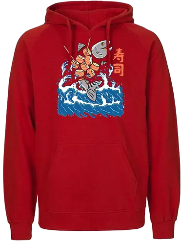 Salmon Sushi in the Wave - sushi, lachs, salmon, japan - Fairtrade Hoodie