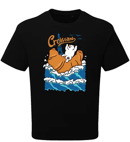 Croissant and Cat in the Wave