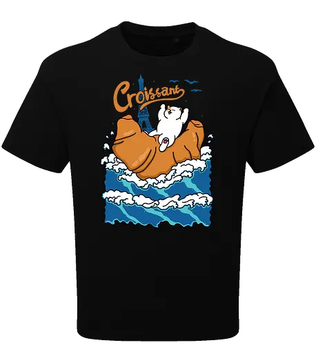 Croissant and Cat in the Wave