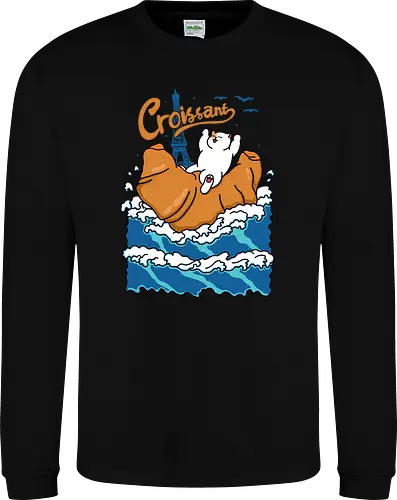 Croissant and Cat in the Wave