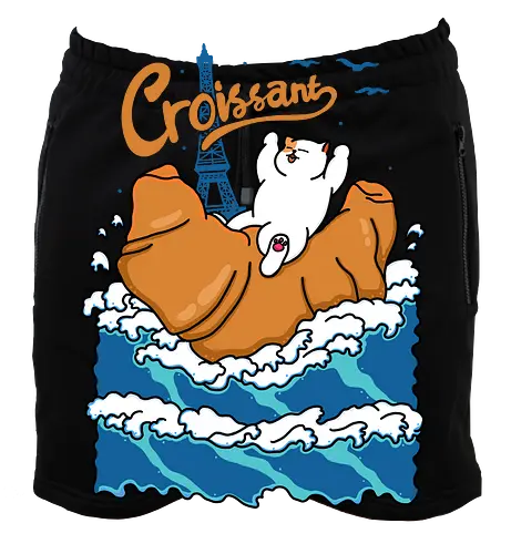 Croissant and Cat in the Wave