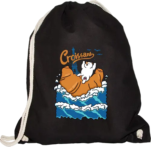 Croissant and Cat in the Wave