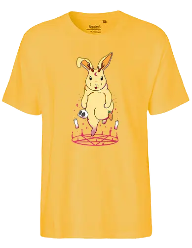 Summoning Cute Jackalope Yellow - summon, pentagram, bunny - Fairtrade T-Shirt