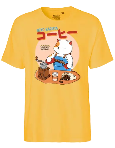 Neko Barista - katze, cat, neko, coffee, kaffee - Fairtrade T-Shirt