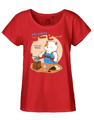 Neko Barista - katze, cat, neko, coffee, kaffee - Fairtrade Girl Shirt