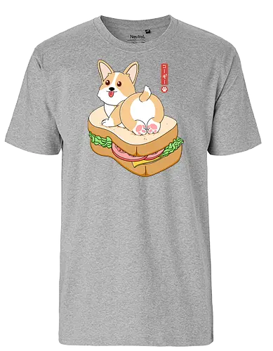 Corgi Sandwich - Sandwich, dog, cute, corgi - Fairtrade T-Shirt