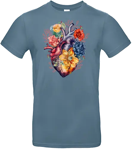 Heart and Flower - life, leben, herz, blumen, beautiful - Standard T-Shirt