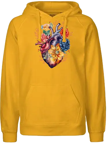 Heart and Flower - life, leben, herz, blumen, beautiful - Fairtrade Hoodie