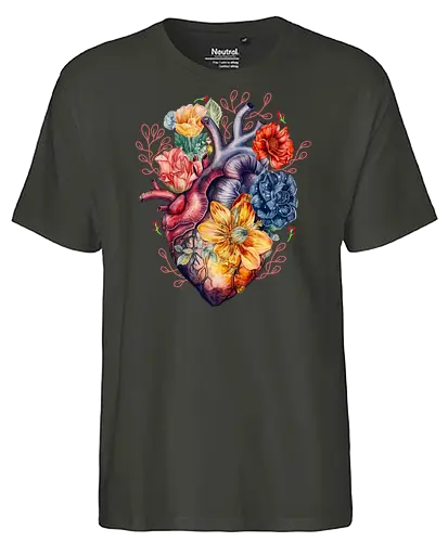 Heart and Flower - life, leben, herz, blumen, beautiful - Fairtrade T-Shirt
