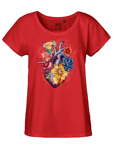 Heart and Flower - life, leben, herz, blumen, beautiful - Fairtrade Girl Shirt