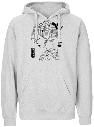 Ramen Geisha Minimalist - japan, ramen, geisha, noodlesoup - Fairtrade Hoodie