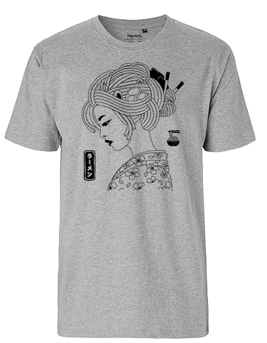 Ramen Geisha Minimalist - japan, ramen, geisha, noodlesoup - Fairtrade T-Shirt