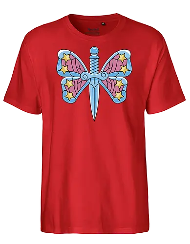Kawaii Butterfly Knife - Butterfly, knife, star - Fairtrade T-Shirt