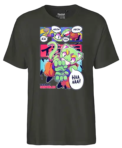 Ka-meow-ha-meow-ha!! - cat, katze, anime, manga, saiyajin, Kame - Fairtrade T-Shirt
