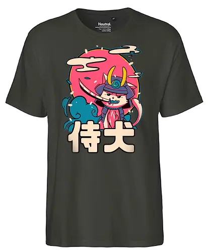 Inu-San - cat, katze, samurai, japan - Fairtrade T-Shirt