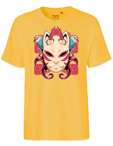 Fire Spirit - fire, feuer, maske, kitsune, fox, fuchs - Fairtrade T-Shirt