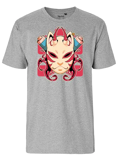 Fire Spirit - fire, feuer, maske, kitsune, fox, fuchs - Fairtrade T-Shirt