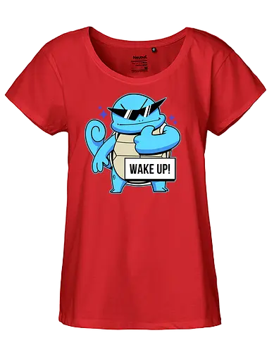 WAKE UP! - turtle, pocket, monster, cool, water - Fairtrade Girl Shirt