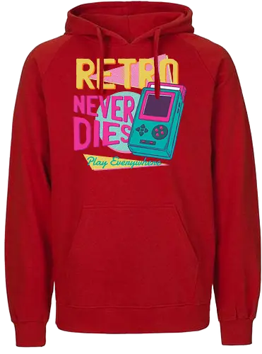 Retro Never Dies - retro, handheld, 80s, 90s, neon - Fairtrade Hoodie