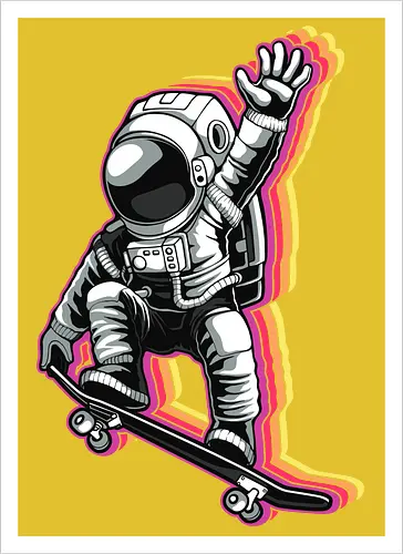 Skater Astronaut - astronaut, skater, Skating, space - Kunstdruck