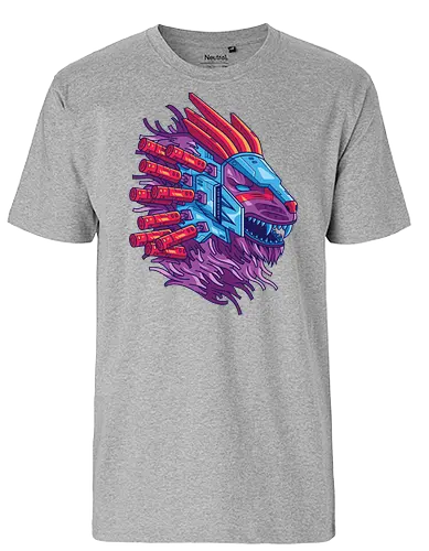 Cyber Lion - anime, manga, cartoon, animal, cyberpunk, machine - Fairtrade T-Shirt