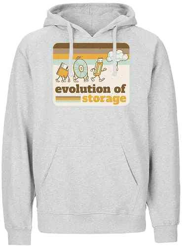 Evolution of Storage - evolution, save, disc, usb - Fairtrade Hoodie