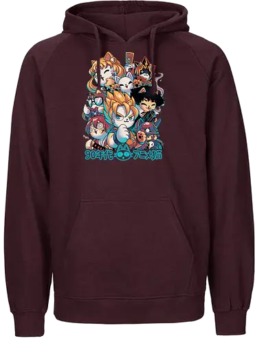 90s Anime Neko - anime, 90s, cat, katze, manga, classic - Fairtrade Hoodie