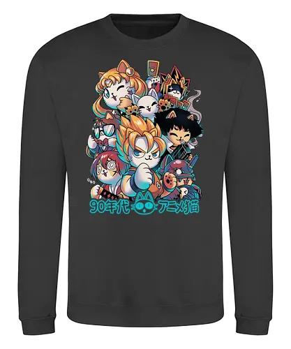 90s Anime Neko - anime, 90s, cat, katze, manga, classic - Sweatshirt