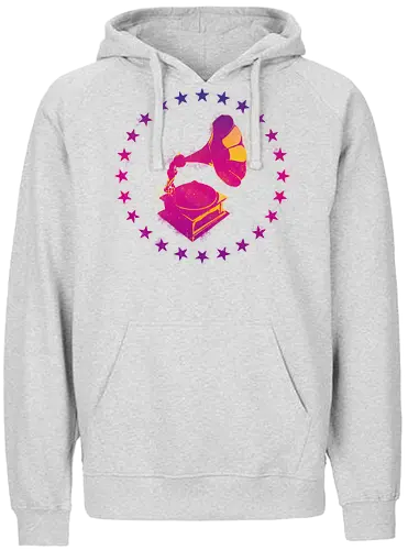 Grammophon Stencil - music, classic, vinyl, musik - Fairtrade Hoodie