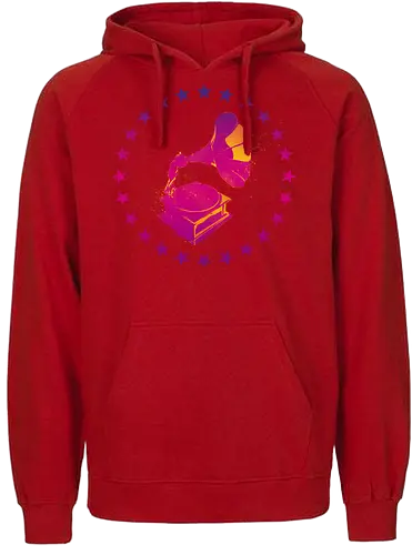 Grammophon Stencil - music, classic, vinyl, musik - Fairtrade Hoodie