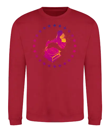 Grammophon Stencil - music, classic, vinyl, musik - Sweatshirt