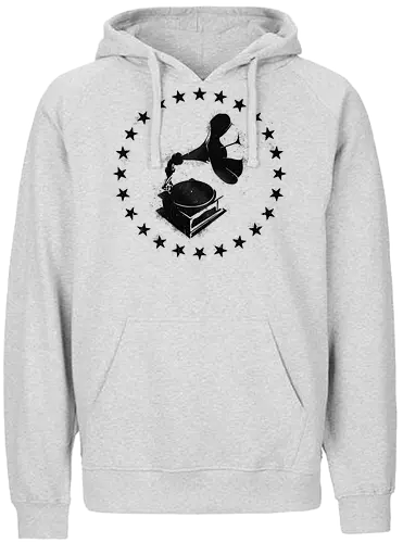 Grammophon Stencil - music, classic, vinyl, musik - Fairtrade Hoodie
