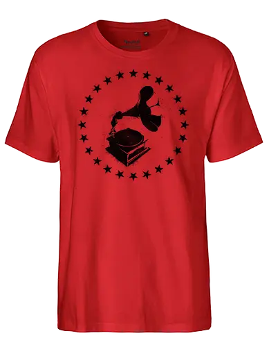 Grammophon Stencil - music, classic, vinyl, musik - Fairtrade T-Shirt