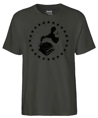 Grammophon Stencil - music, classic, vinyl, musik - Fairtrade T-Shirt