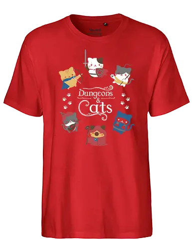 Dungeons & Cats - dungeons, Cats, Katzen, dragon, pen and paper, rpg - Fairtrade T-Shirt