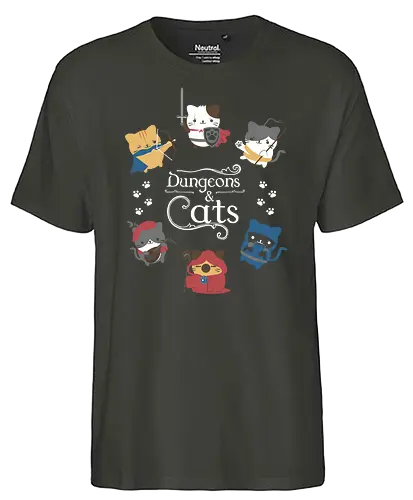 Dungeons & Cats - dungeons, Cats, Katzen, dragon, pen and paper, rpg - Fairtrade T-Shirt