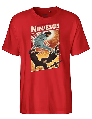 Ninjesus - jesus, ninja, 90s, 80s, movie, poster, awesome - Fairtrade T-Shirt