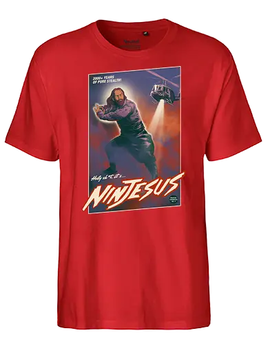 Ninjesus - Part 2 - ninja, jesus, Ninjesus, 90s, action, 80s, movie, hero, christ, jesus christ - Fairtrade T-Shirt