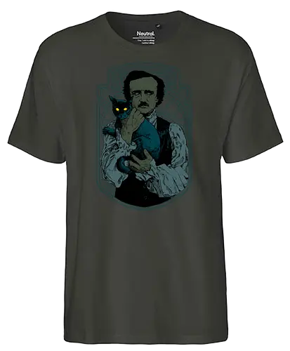Poe and the Black Cat - Poe, edgar allen poe, katze, literatur, Autor - Fairtrade T-Shirt