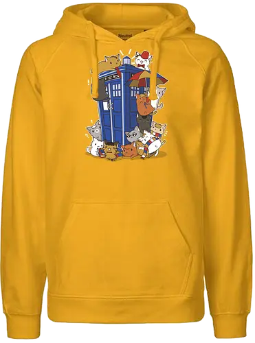 Kitten Who - cat, katze, doctor, who, time, timetravel, tardis - Fairtrade Hoodie