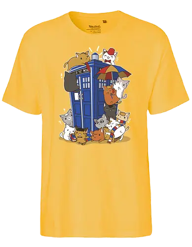 Kitten Who - cat, katze, doctor, who, time, timetravel, tardis - Fairtrade T-Shirt