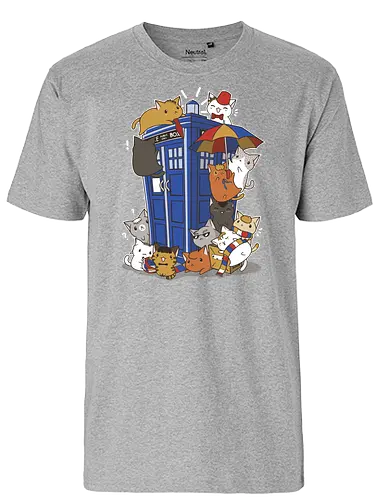 Kitten Who - cat, katze, doctor, who, time, timetravel, tardis - Fairtrade T-Shirt