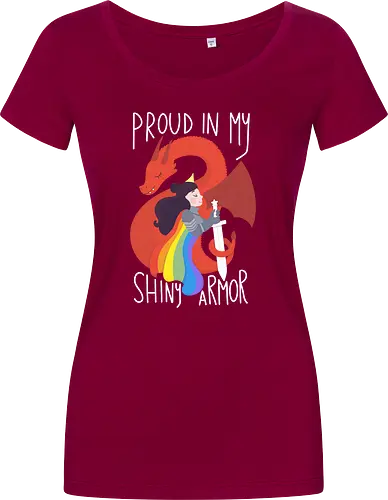 Proud in My Shiny Armor - Proud, Stolz, lgtbq, LGTBQIA, ritter, knight, drache, dragon, colorful, bunt - Damen T-Shirt
