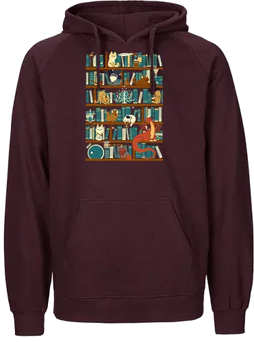 Library of the Ring - ring, cat, katze, Library, bücher, books - Fairtrade Hoodie