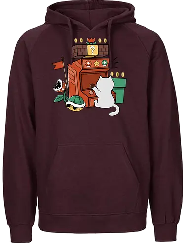 Gamer Cat - arcade, cat, katze, mario, 8bit, retro - Fairtrade Hoodie