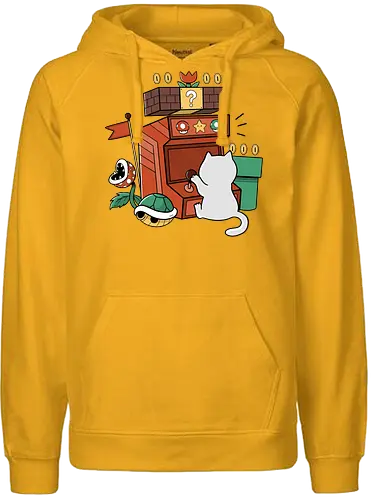 Gamer Cat - arcade, cat, katze, mario, 8bit, retro - Fairtrade Hoodie