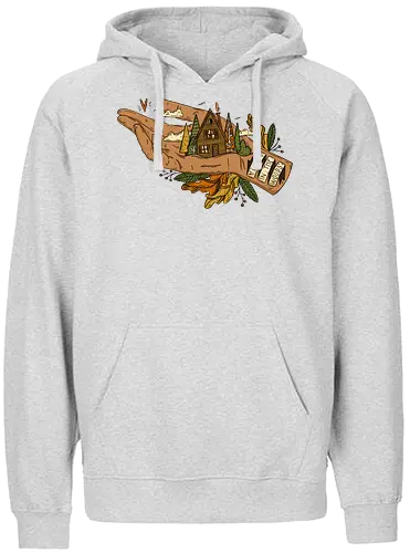 Deep in the woods. - nature, woods, Cabin, art, kunst, natur, outdoor, hutte - Fairtrade Hoodie