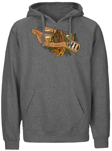 Deep in the woods. - nature, woods, Cabin, art, kunst, natur, outdoor, hutte - Fairtrade Hoodie