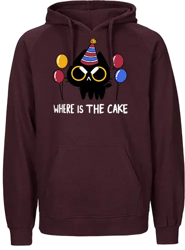 Where is the Cake - kuchen, cake, geburtstag, birthday, cat, katze - Fairtrade Hoodie